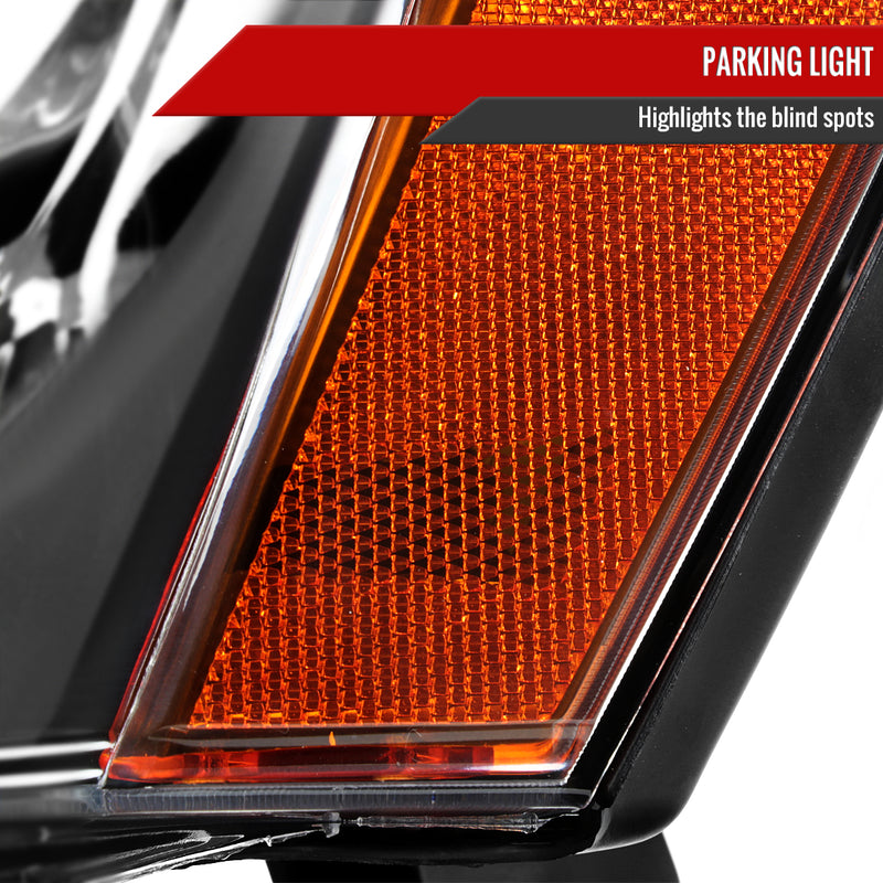 Spec-D 05-07 Jeep Grand Cherokee Headlights Black Housing Clear Lens With Amber Reflector - No Bulbs Included 2LH-GKEE05JM-GO