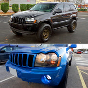 Spec-D 05-07 Jeep Grand Cherokee Headlights Black Housing Clear Lens With Amber Reflector - No Bulbs Included 2LH-GKEE05JM-GO