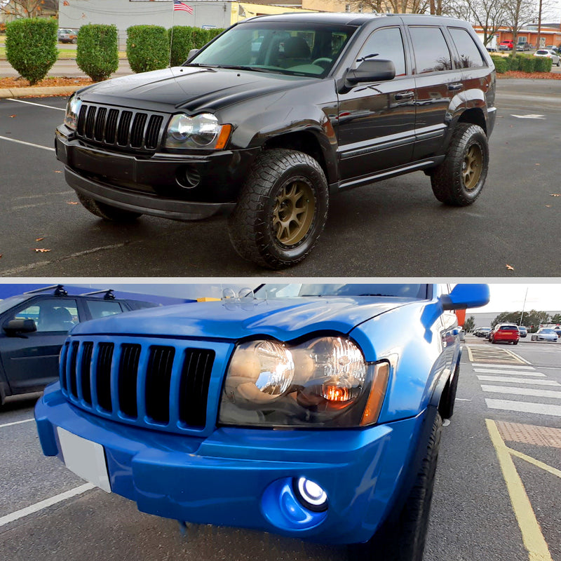 Spec-D 05-07 Jeep Grand Cherokee Headlights Black Housing Clear Lens With Amber Reflector - No Bulbs Included 2LH-GKEE05JM-GO