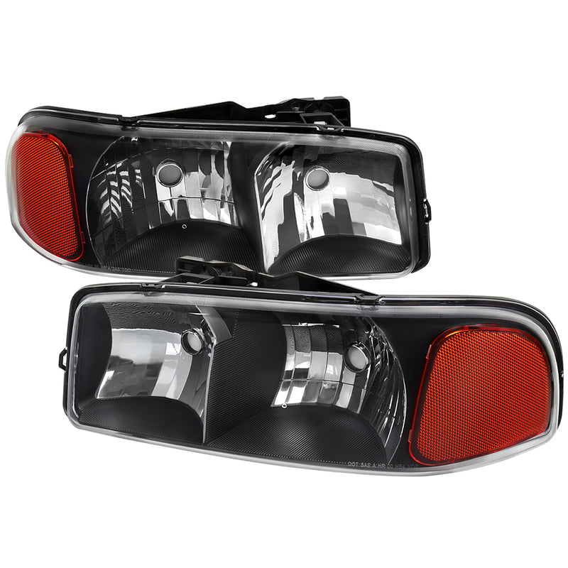 Spec-D 99-07 Gmc Sierra Oe Style Headlight Matte Black Housing Clear Lens - Uses Stock Bulbs 2LH-GMC99JM-RO