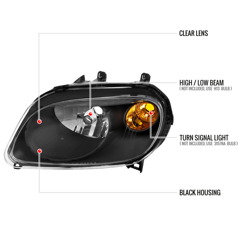 Spec-D 06-11 Chevrolet Hhr Without Projector Headlights Matte Black Housing Clear Lens - No Bulbs Included 2LH-HHR06JM-GO
