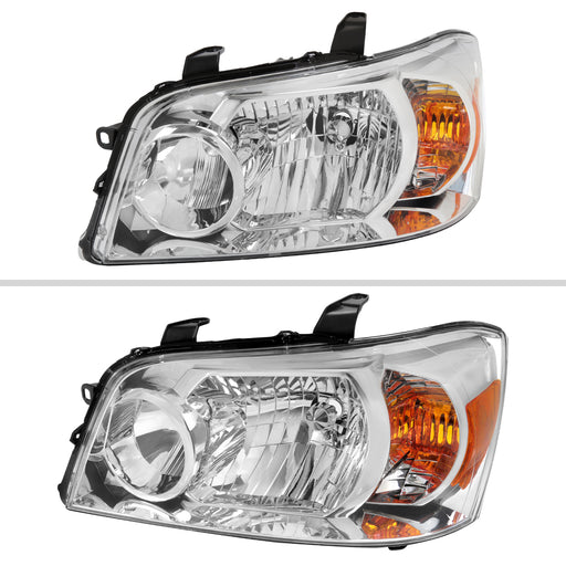 Spec-D 01-03 Toyota Highlander Headlights With Chrome Housing And Clear Lens - No Bulbs Included 2LH-HLDR04-GO