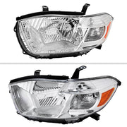 Spec-D 08-10 Toyota Highlander Headlights Chrome Housing Clear Lens With Amber Reflector - No Bulbs Included 2LH-HLDR08-JP-GO