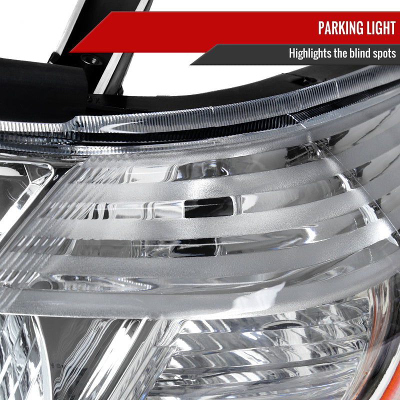 Spec-D 08-10 Toyota Highlander Headlights Chrome Housing Clear Lens With Amber Reflector - No Bulbs Included 2LH-HLDR08-JP-GO