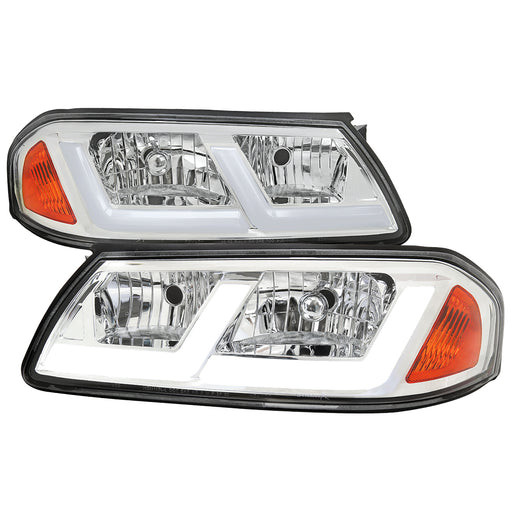 Spec-D 00-05 Chevrolet Impala Led Bar Headlight Chrome Housing Clear Lens - Uses Stock Bulbs 2LH-IPA00-G3-RS