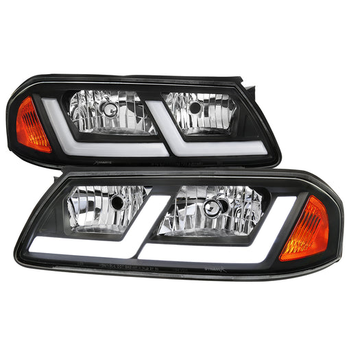 Spec-D 00-05 Chevrolet Impala Led Bar Headlight Matte Black Housing Clear Lens - Uses Stock Bulbs 2LH-IPA00JM-G3-RS