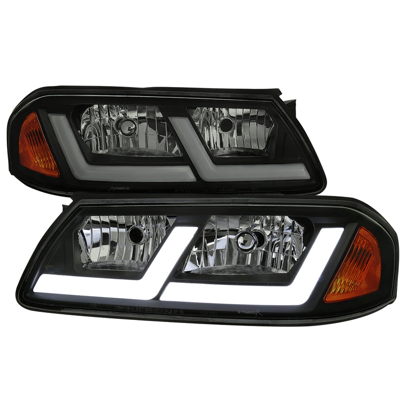 Spec-D 00-05 Chevrolet Impala Led Bar Headlight Matte Black Housing Smoked Lens - Uses Stock Bulbs 2LH-IPA00SM-G3-RS