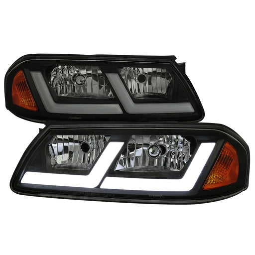 Spec-D 00-05 Chevrolet Impala Led Bar Headlight Matte Black Housing Smoked Lens - Uses Stock Bulbs 2LH-IPA00SM-G3-RS