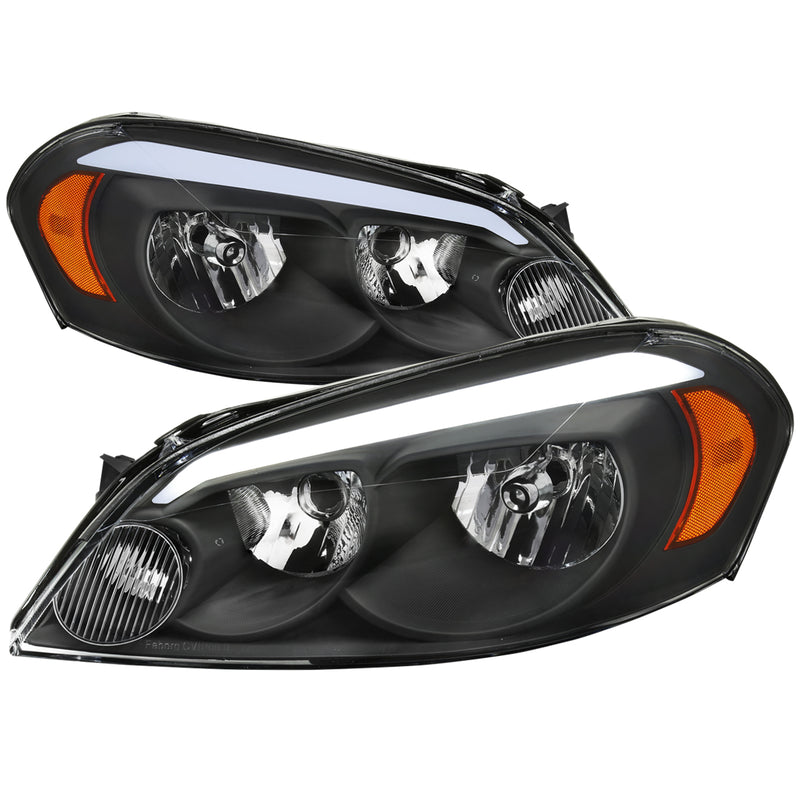 Spec-D 06-13 Chevrolet Impala 14-16 Chevy Impala Limited 06-07 Chevy Monte Carlo Oe Style Headlights With Led Bar Matte Black Housing Clear Lens - Uses Stock Bulbs 2LH-IPA06JM-G3-GO
