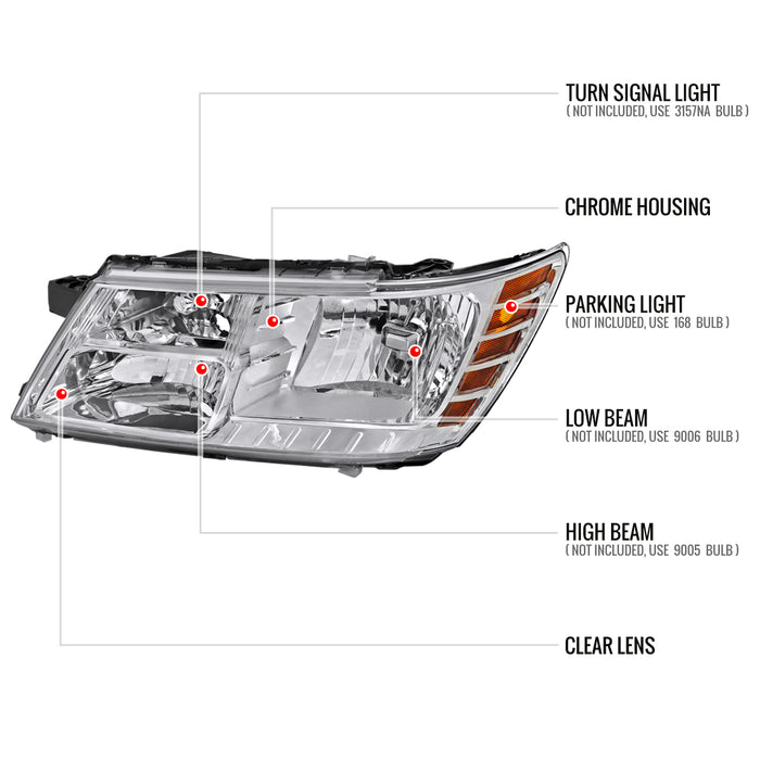 Spec-D 09-20 Dodge Journey Headlights Chrome Housing Clear Lens - No Bulbs Included 2LH-JNY09-GO