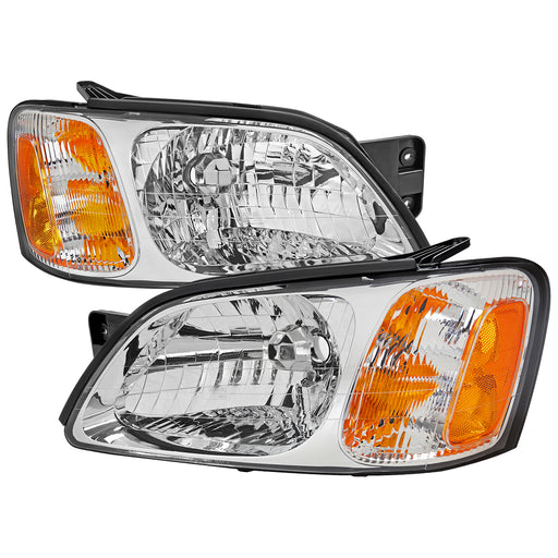 Spec-D 00-04 Subaru Legacy Headlights Chrome Housing Clear Lens With Amber Reflector - No Bulbs Included 2LH-LGY00-GO