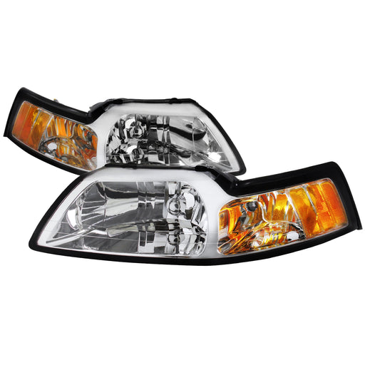Spec-D 99-04 Ford Mustang Crystal Housing Headlights Chrome 2LH-MST99-RS