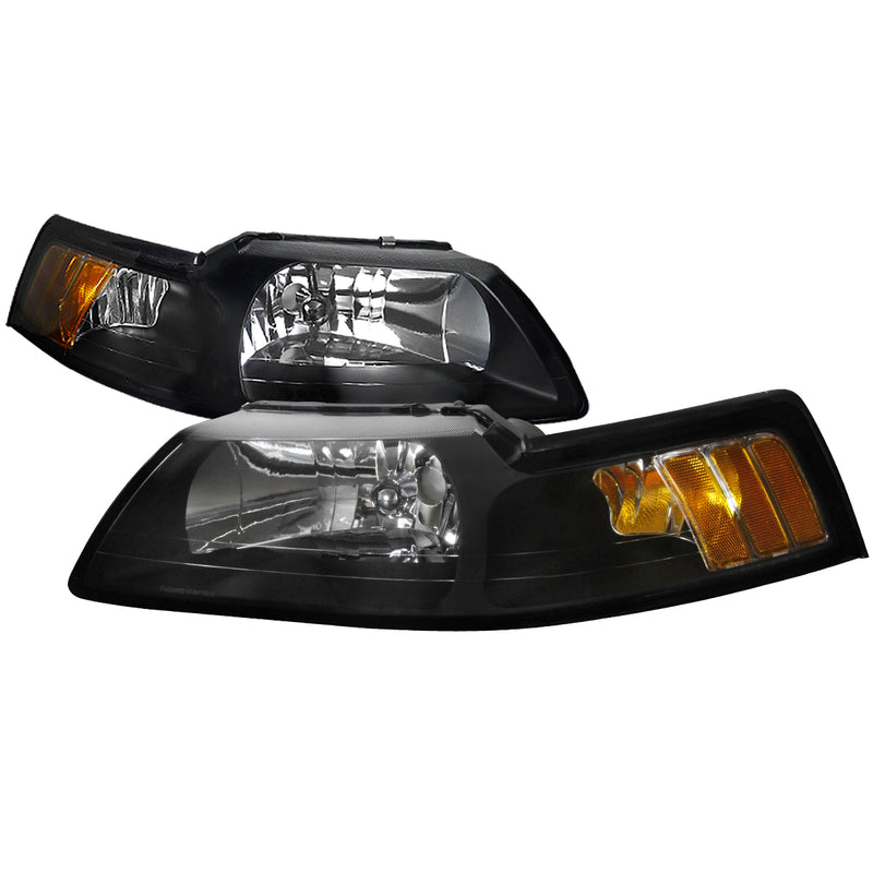 Spec-D 99-04 Ford Mustang Crystal Housing Headlights Black 2LH-MST99JM-RS