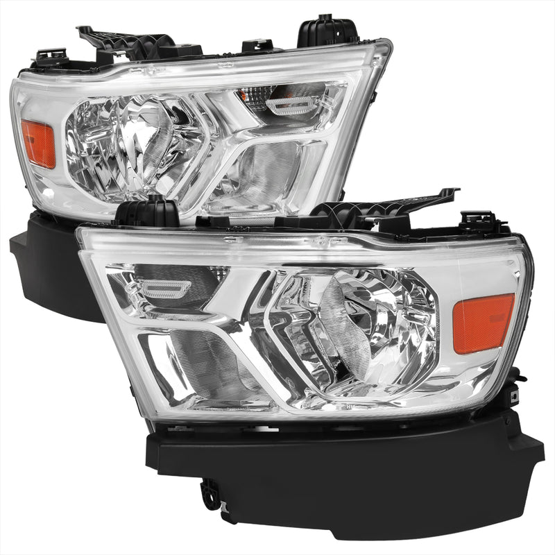 Spec-D 19-21 Dodge Ram 1500 Oe Style Headlights With Chrome Housing And Clear Lens Uses Stock Bulbs 2LH-RAM1915-RS