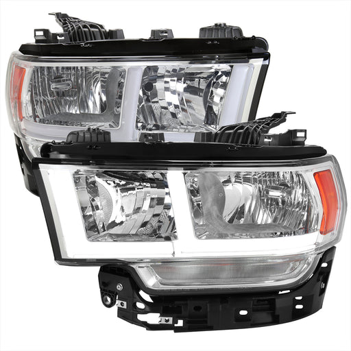 Spec-D 19-22 Dodge Ram 2500 3500 Headlight With Drl Light Bar Chrome Housing And Clear Lens 2LH-RAM1925-G3-RS