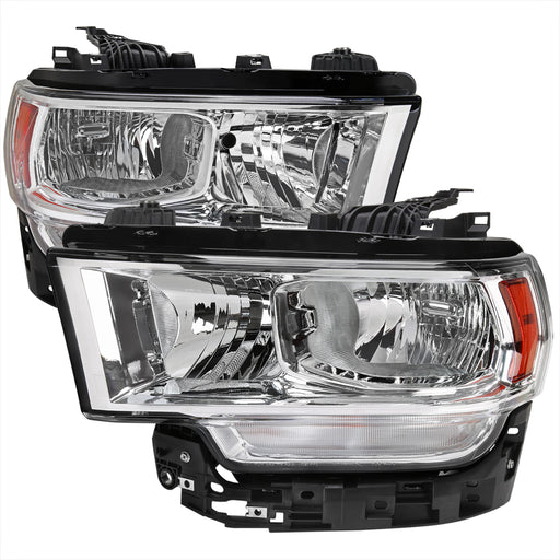 Spec-D 19-22 Dodge Ram 2500 3500 Oe Halogen Headlights With Chrome Housing Clear Lens And Amber Reflector 2LH-RAM1925-RS