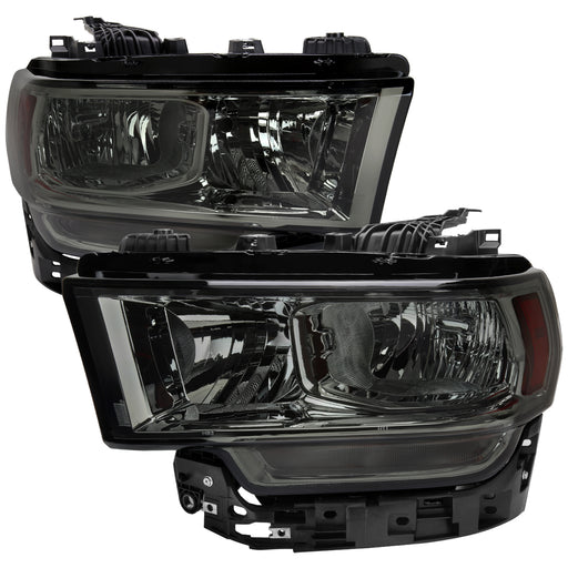 Spec-D 19-22 Dodge Ram 2500 3500 Oe Halogen Headlights With Chrome Housing Smoked Lens And Amber Reflector 2LH-RAM1925G-RS