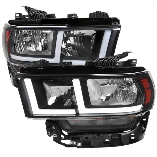 Spec-D 19-22 Dodge Ram 2500 3500 Headlight With Drl Light Bar Matte Black Housing And Clear Lens 2LH-RAM1925JM-G3-RS