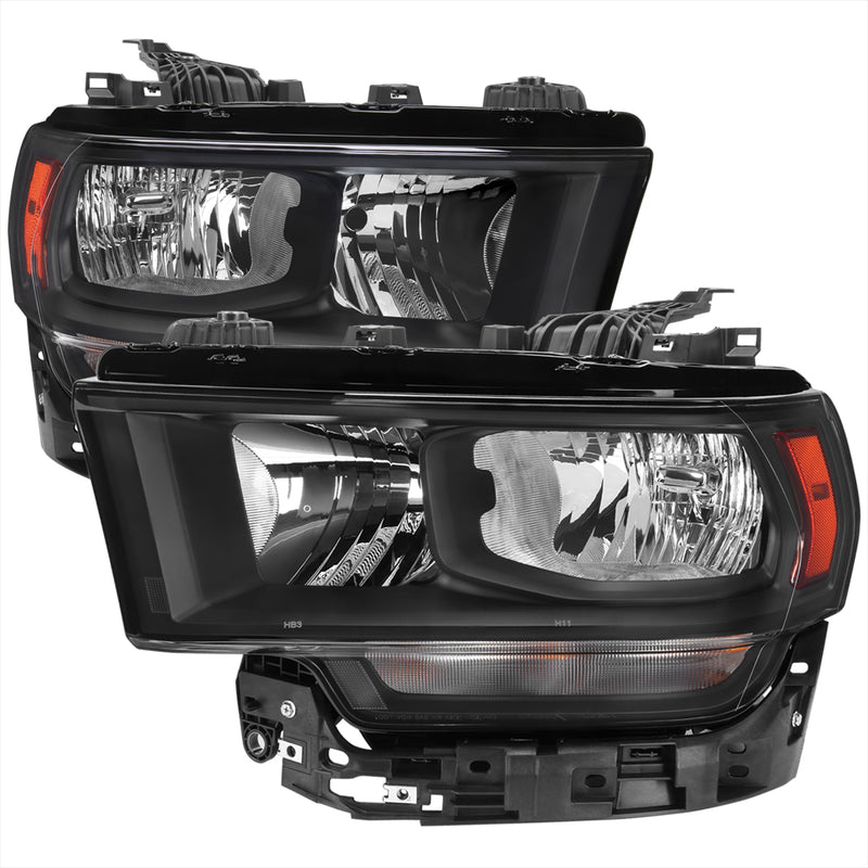 Spec-D 19-22 Dodge Ram 2500 3500 Oe Halogen Headlights With Matte Black Housing Clear Lens And Amber Reflector 2LH-RAM1925JM-RS