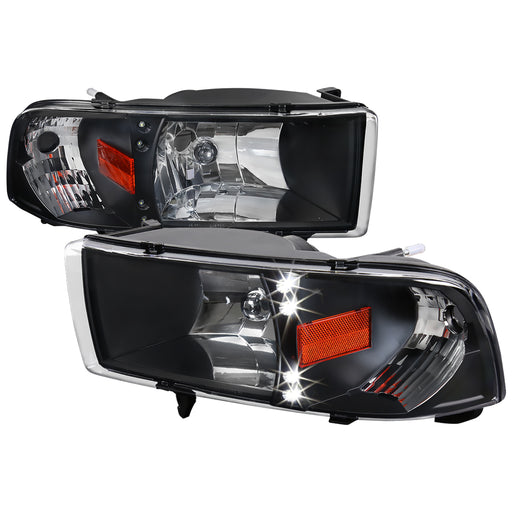 Spec-D 94-01 Dodge Ram Crystal Housing Led Headlights Black 2LH-RAM94JM-RS