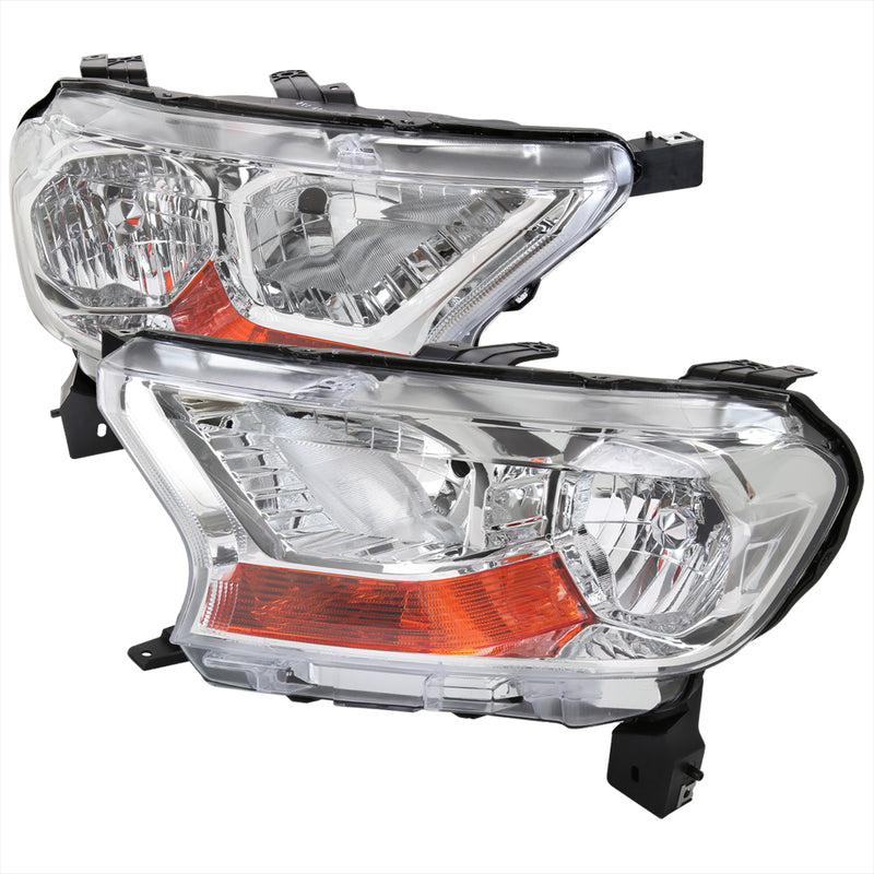 Spec-D 19-21 Ford Ranger Xl Xlt Models Oe Style Halogen Headlights With Chrome Housing And Clear Lens - Does Not Fit Lariat Models Or Led Day Time Running Headlight Models - Fit Halogen Models Only 2LH-RAN19-RS