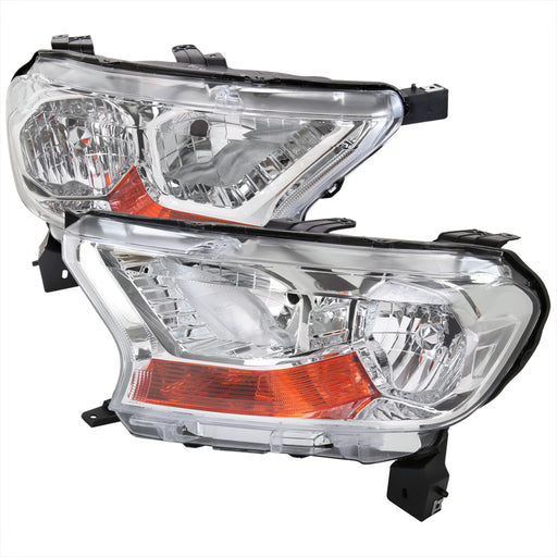 Spec-D 19-21 Ford Ranger Xl Xlt Models Oe Style Halogen Headlights With Chrome Housing And Clear Lens - Does Not Fit Lariat Models Or Led Day Time Running Headlight Models - Fit Halogen Models Only 2LH-RAN19-RS