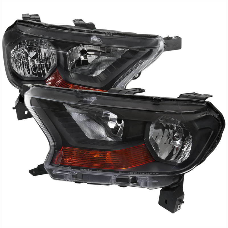 Spec-D 19-21 Ford Ranger Xl Xlt Models Oe Style Halogen Headlights With Chrome Housing And Clear Lens - Does Not Fit Lariat Models Or Led Day Time Running Headlight Models - Fit Halogen Models Only 2LH-RAN19JM-RS