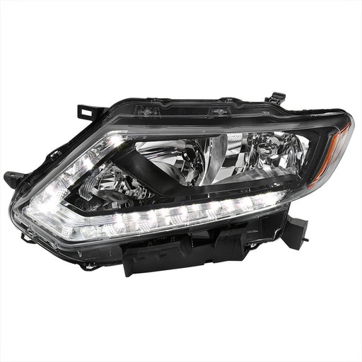 Spec-D 14-16 Nissan Rogue Oe Halogen Led Bar Left Driver Side Headlight Matte Black Housing Clear Lens - H11 Low Beam H9 High Beam 194 Parking Light - 7444 Signal Light Not Included 2LH-RGE14JM-L-GO