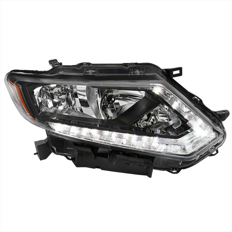 Spec-D 14-16 Nissan Rogue Oe Halogen Led Bar Right Passenger Side Headlight Matte Black Housing Clear Lens - H11 Low Beam H9 High Beam 194 Parking Light - 7444 Signal Light Not Included 2LH-RGE14JM-R-GO