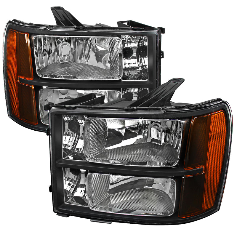 Spec-D 07-13 Gmc Sierra Crystal Housing Headlights Black 2LH-SIE07JM-RS