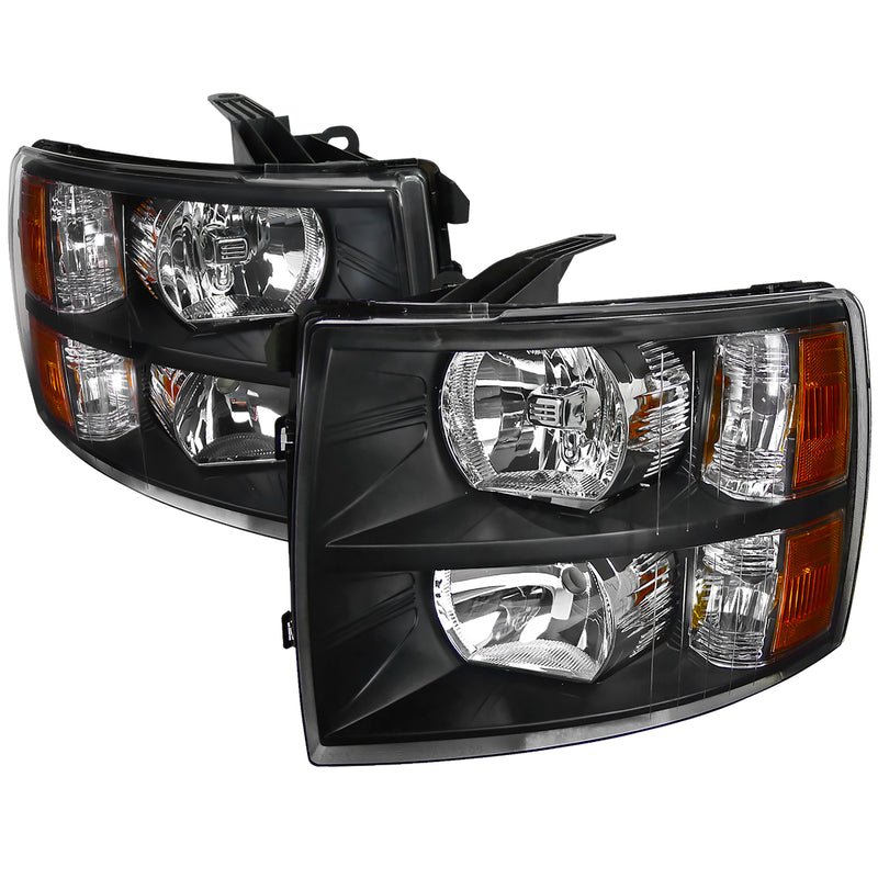 Spec-D 07-13 Chevrolet  Silverado Crystal Housing Headlights Black 2LH-SIV07JM-RS