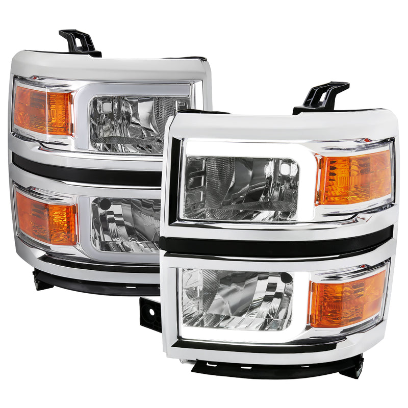 Spec-D 14-15 Chevrolet Silverado 1500 Led Bar Headlights With Chrome Housing And Clear Lens - Oe Style 2LH-SIV14-G3-C-RS