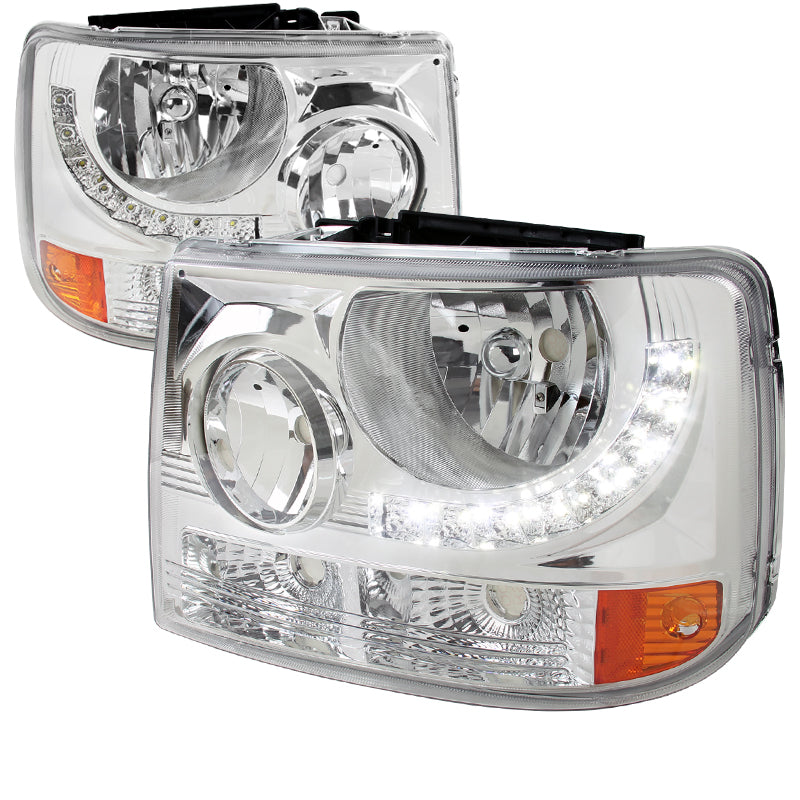 Spec-D 99-02 Chevrolet Silverado 1 Pc Euro Headlight - Chrome With Led (Only Fits With Spec-D Vertical Facelift Conversion Grill) 2LH-SIV991PC-RS