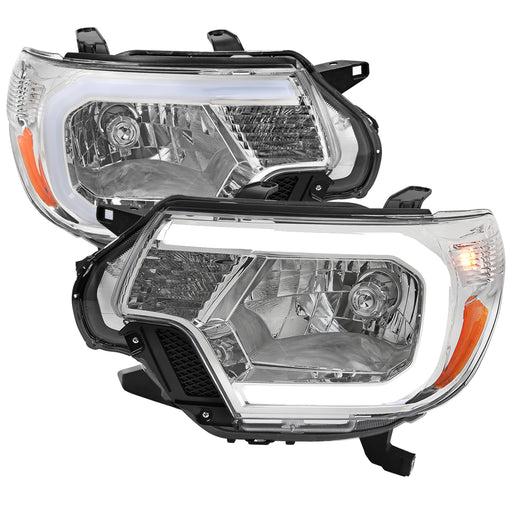 Spec-D 12-15 Toyota Tacoma Oe Headlight With Led Bar Chrome Housing And Clear Lens 2LH-TAC12-G3-GO