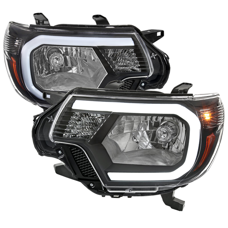 Spec-D 12-15 Toyota Tacoma Oe Headlight With Led Bar Matte Black Housing And Clear Lens 2LH-TAC12JM-G3-GO