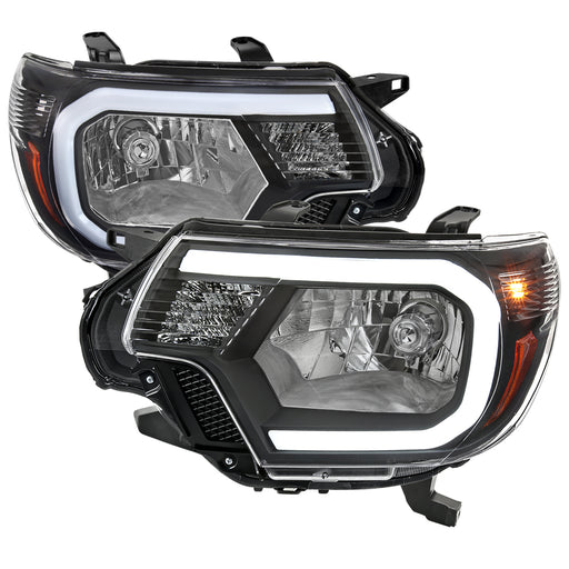 Spec-D 12-15 Toyota Tacoma Oe Headlight With Led Bar Matte Black Housing And Clear Lens 2LH-TAC12JM-G3-GO