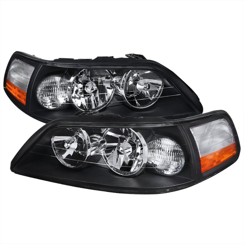 Spec-D 05-11 Lincoln Town Car Matte Black Housing - Clear Lens - Amber Reflectors  2LH-TCAR03JM-EU