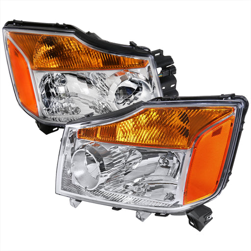 Spec-D 08-14 Nissan Titan Euro Headlight Chrome Housing 2LH-TIT08-RS