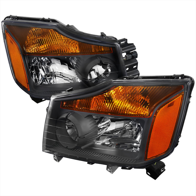 Spec-D 08-14 Nissan Titan Euro Headlight Black Housing 2LH-TIT08JM-RS