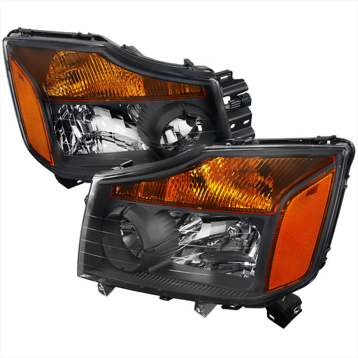 Spec-D 08-14 Nissan Titan Euro Headlight Black Housing 2LH-TIT08JM-RS