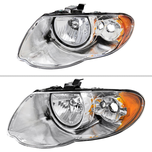 Spec-D 05-07 Chrysler Town Country Headlights Chrome Housing Clear Lens With Amber Reflector - No Bulbs Included 2LH-TNC05-GO