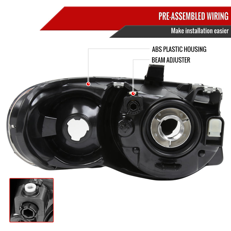 Spec-D 05-07 Chrysler Town Country Headlights Black Housing Clear Lens With Amber Reflector - No Bulbs Included 2LH-TNC05JM-GO