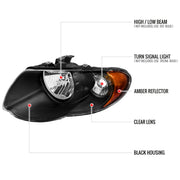 Spec-D 05-07 Chrysler Town Country Headlights Black Housing Clear Lens With Amber Reflector - No Bulbs Included 2LH-TNC05JM-GO