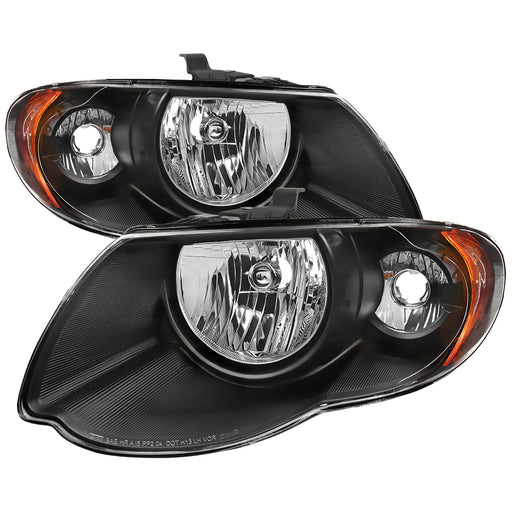 Spec-D 05-07 Chrysler Town Country Headlights Black Housing Clear Lens With Amber Reflector - No Bulbs Included 2LH-TNC05JM-GO