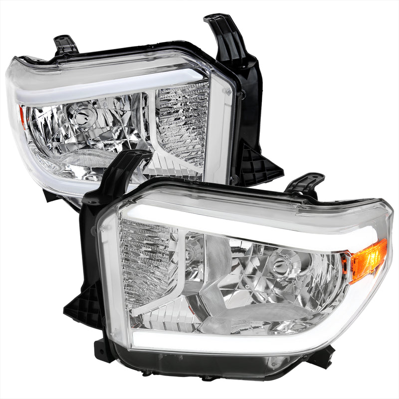 Spec-D 14-21 Toyota Tundra Oe Headlights With Led Bar Chrome Housing And Clear Lens 2LH-TUN14-G3-GO
