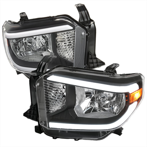 Spec-D 14-21 Toyota Tundra Oe Headlights With Led Bar Matte Black Housing And Clear Lens 2LH-TUN14JM-G3-GO