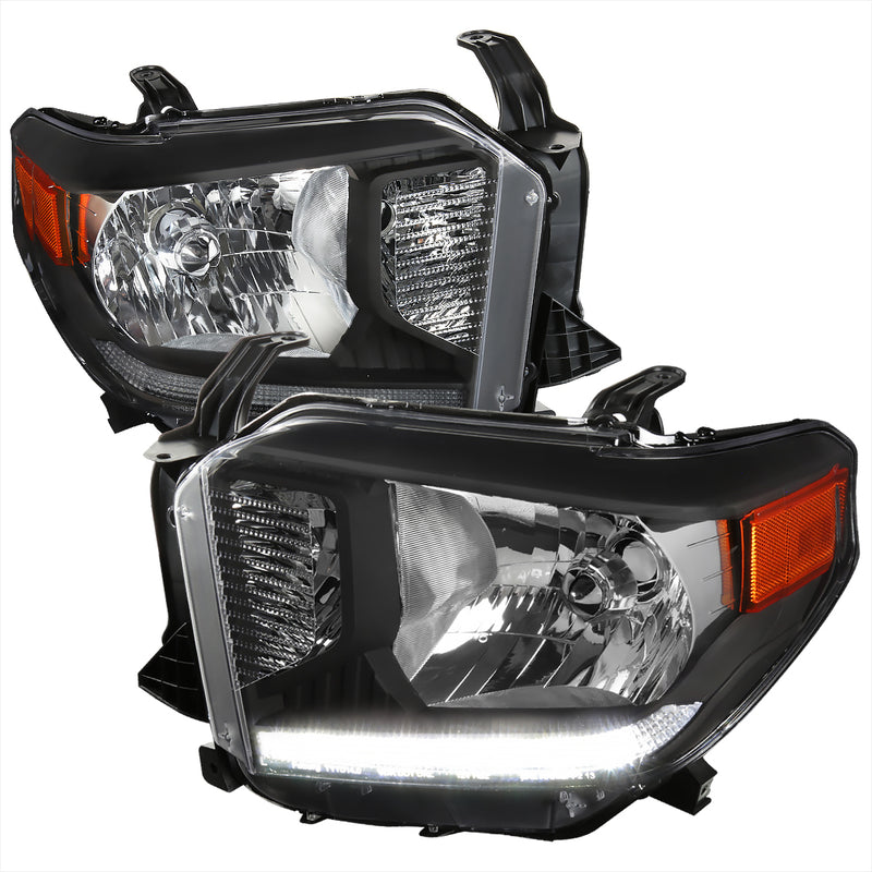 Spec-D 14-16  Toyota Tundra Headlights Set - Black With Led 2LH-TUN14JM-V2-RS