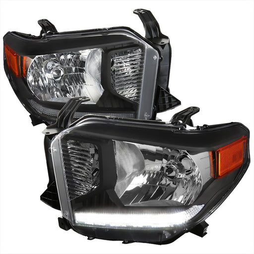Spec-D 14-16  Toyota Tundra Headlights Set - Black With Led 2LH-TUN14JM-V2-RS
