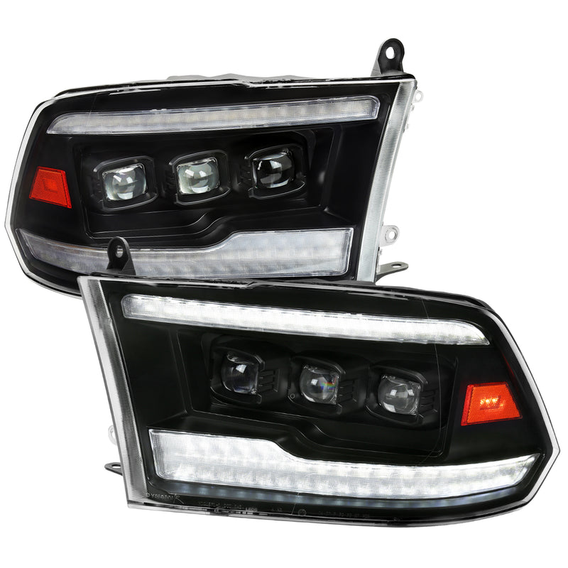 Spec-D 09-19 Dodge Ram Led Projector Headlights With Matte Black Housing And Clear Lens 2LHE-RAM09JM-SQ-RS