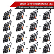 Spec-D 10-16 Cadillac Srx Drl Led Bar Full Led Projector Headlights Matte Black Housing Clear Lens Amber Reflector Sequential Turn Signal And Breathing Light Effect 2LHE-SRX10JM-SQ-RS